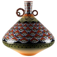 Vintage 1970s Hand-Painted Ceramic Vase - A Burst of Colorful Delight