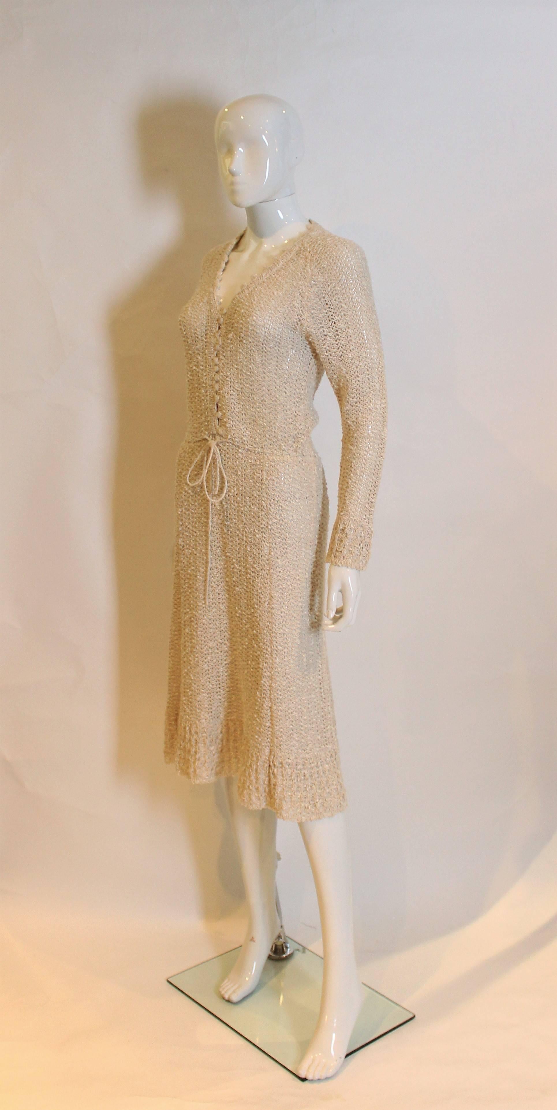 Vintage 1970s Handloomed Crochet Dress In Excellent Condition In London, GB