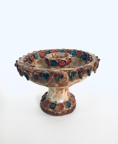 Vintage 1970's Handmade Art Studio Pottery Eclectic Design Candle Holder