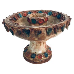 Portavelas Vintage 1970's Art Studio Pottery Diseño Ecléctico Hecho a Mano