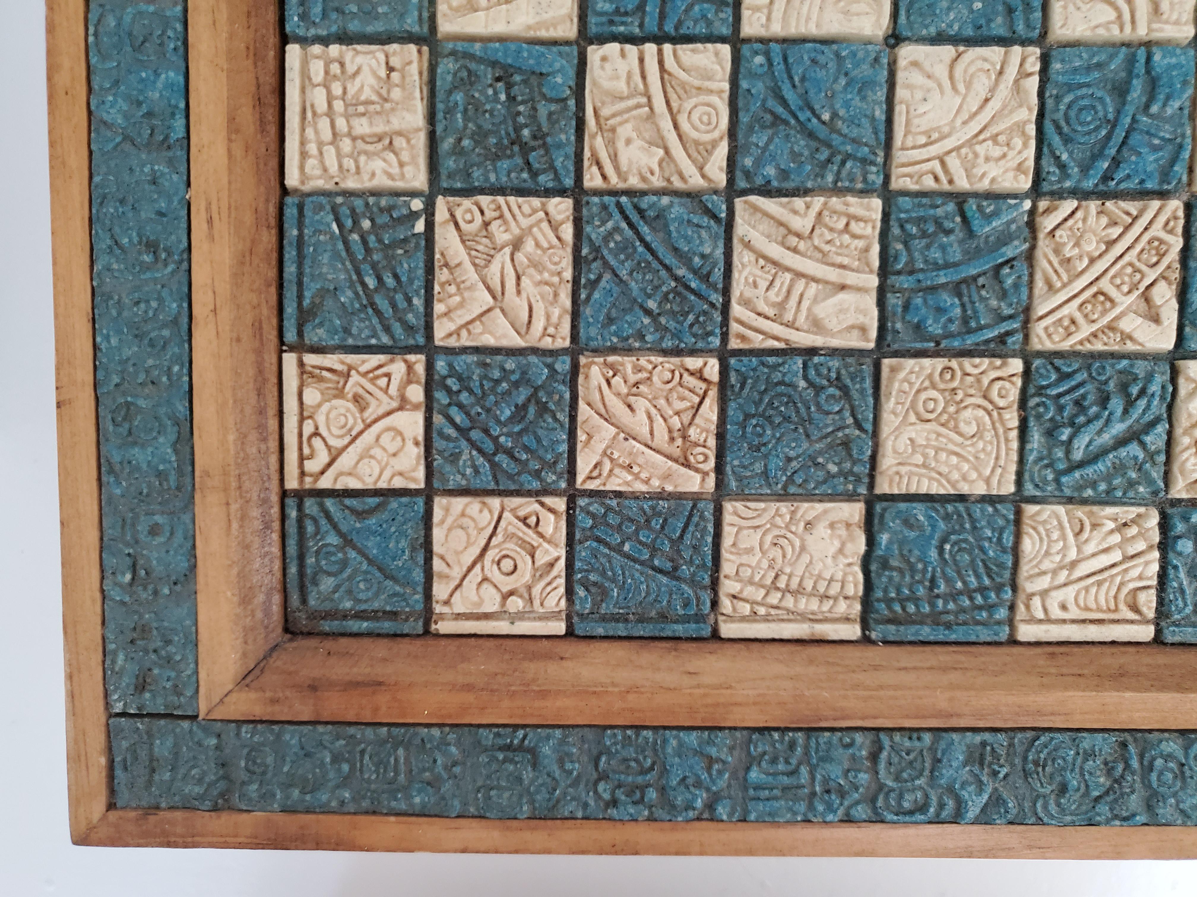 Set di scacchi vintage anni '70 in legno e pietra composita fatti a mano In condizioni buone a Nova Scotia, NS