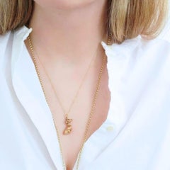 Vintage 1970s Heavy Dachshund 9ct Gold Charm Necklace