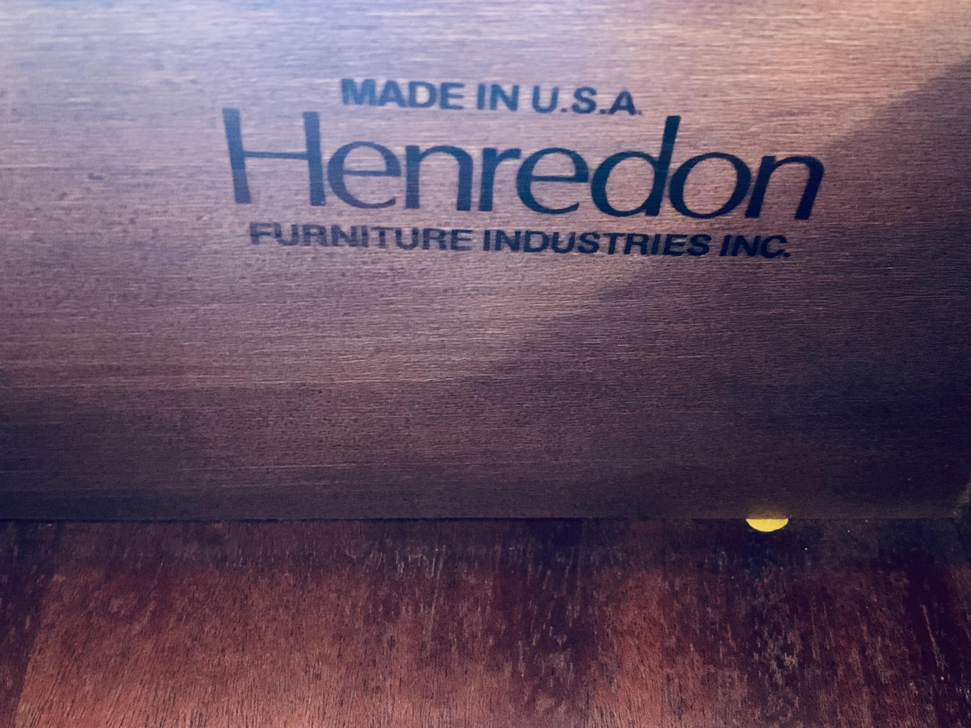 Vintage 1970s Henredon USA Oak and Brass Campaign Chest of Drawers Dresser 13