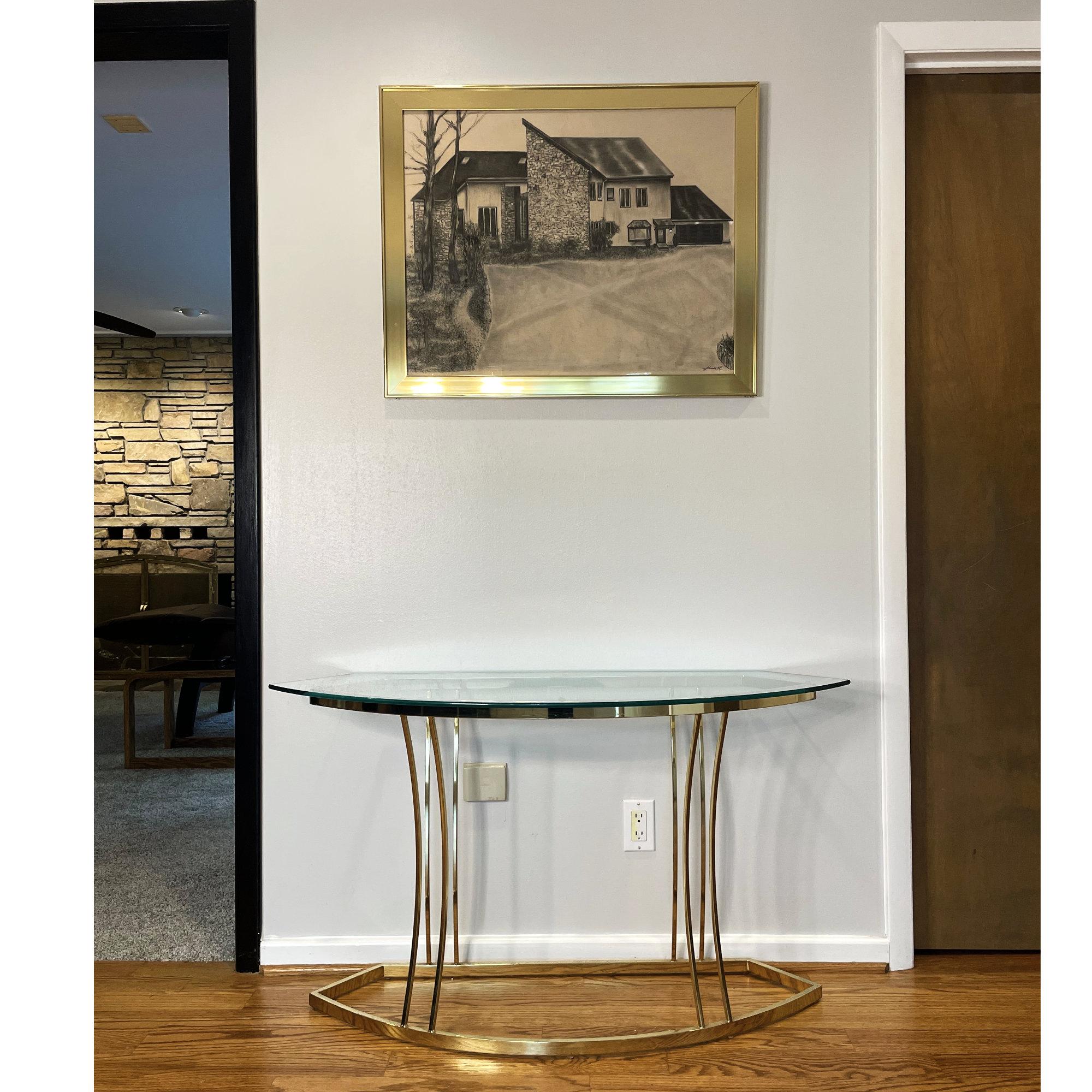 Vintage 1970 Hollywood Regency Table console en laiton doré en vente 4