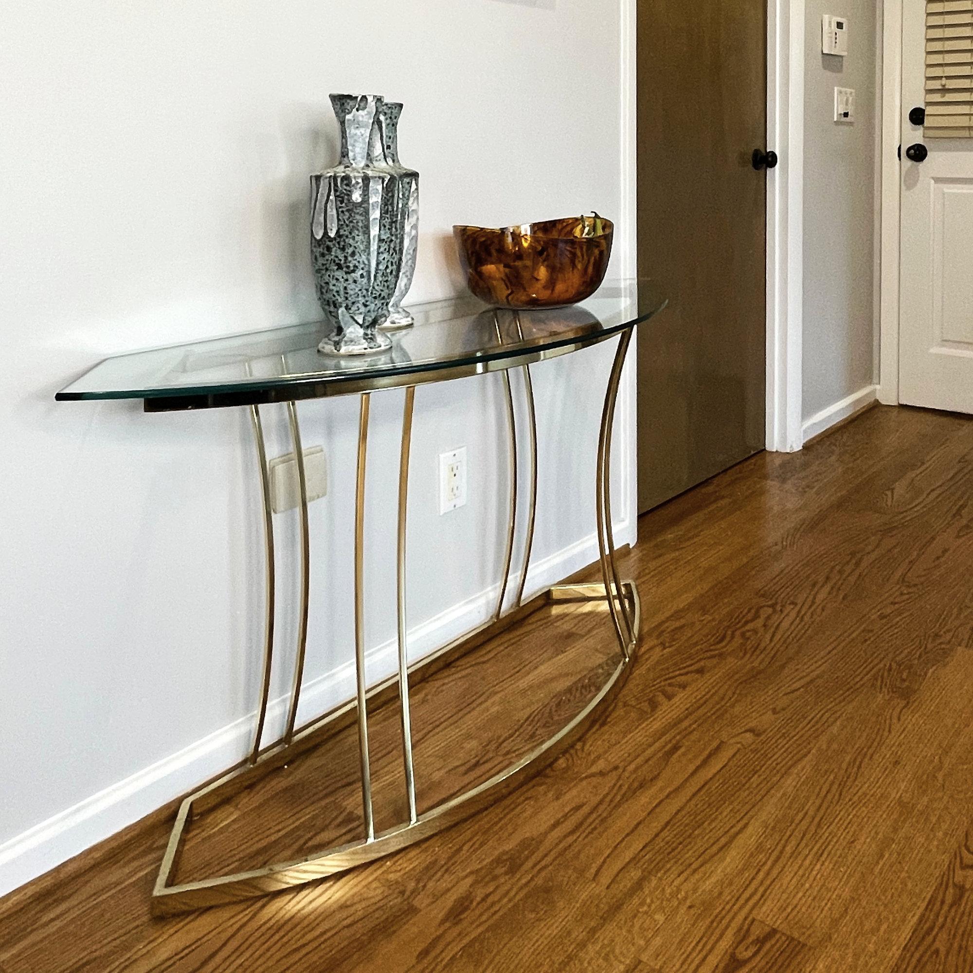 Vintage 1970 Hollywood Regency Table console en laiton doré en vente 6