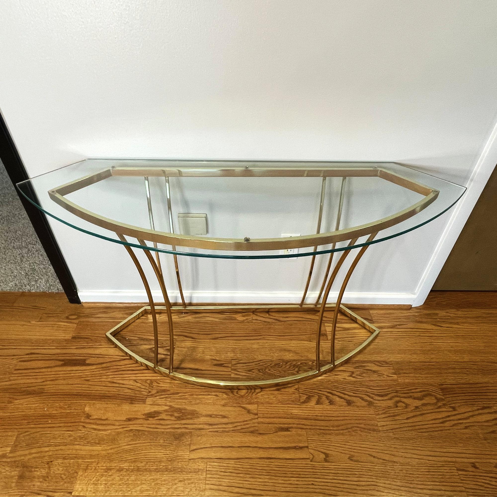 Vintage 1970 Hollywood Regency Table console en laiton doré en vente 7
