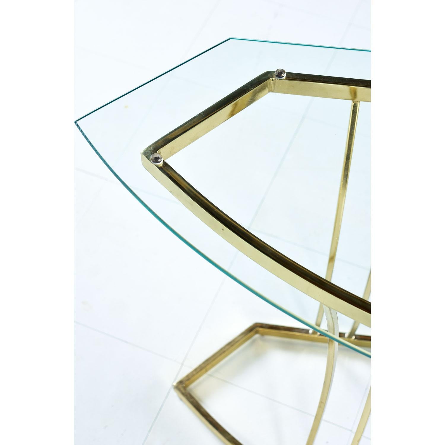 Vintage 1970 Hollywood Regency Table console en laiton doré en vente 1