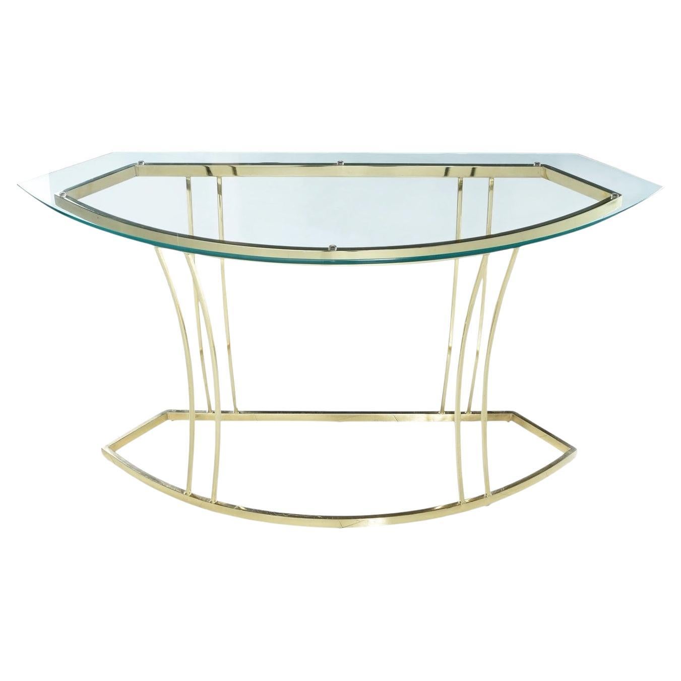 Vintage 1970s Hollywood Regency Gold Colored Brass Console Table