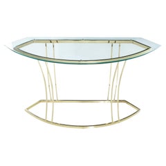 Tavolo da console in ottone colorato d'oro vintage Hollywood Regency degli anni '70