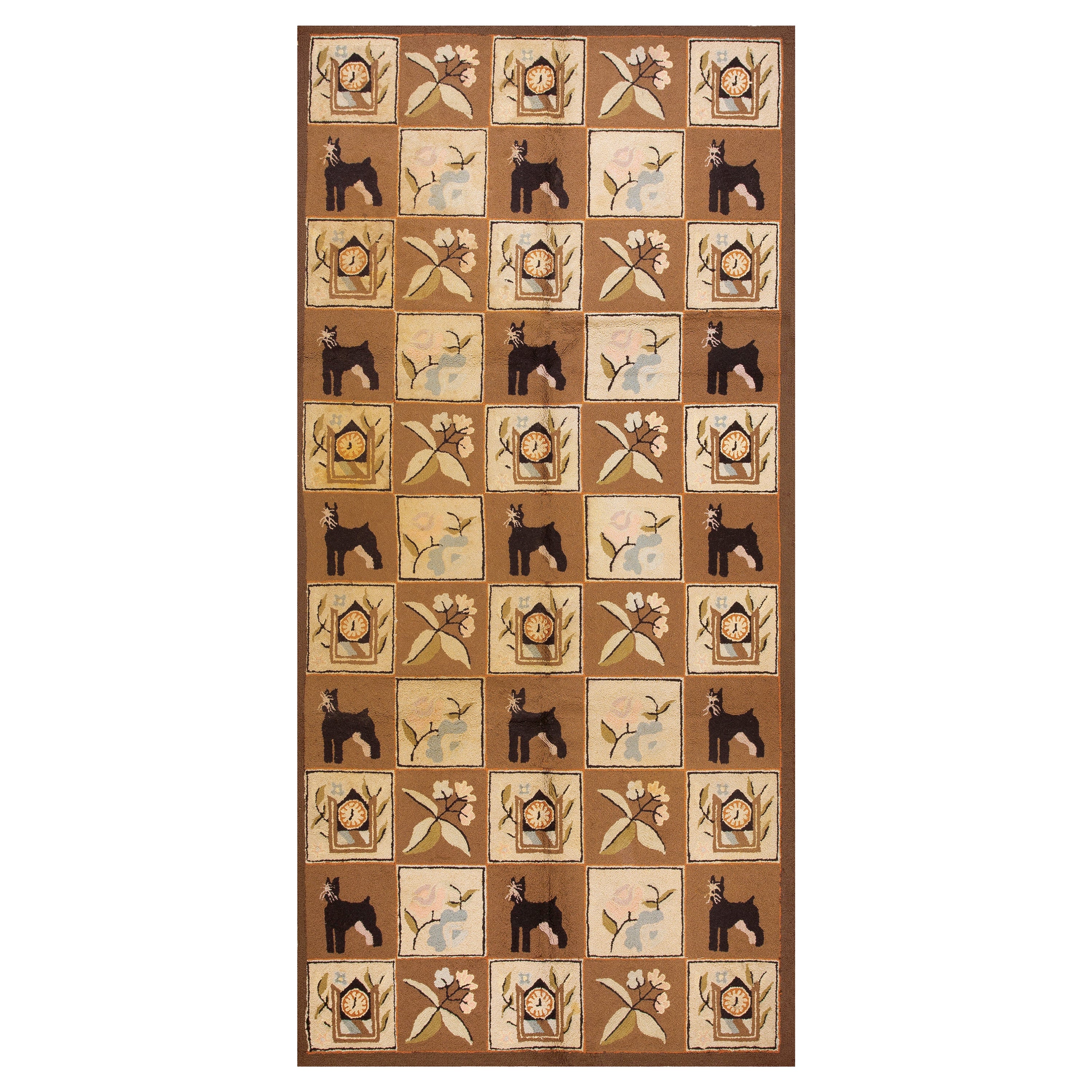Vintage 1970s Hooked Rug  6' x 12'6" - 183 x 381 cm) For Sale