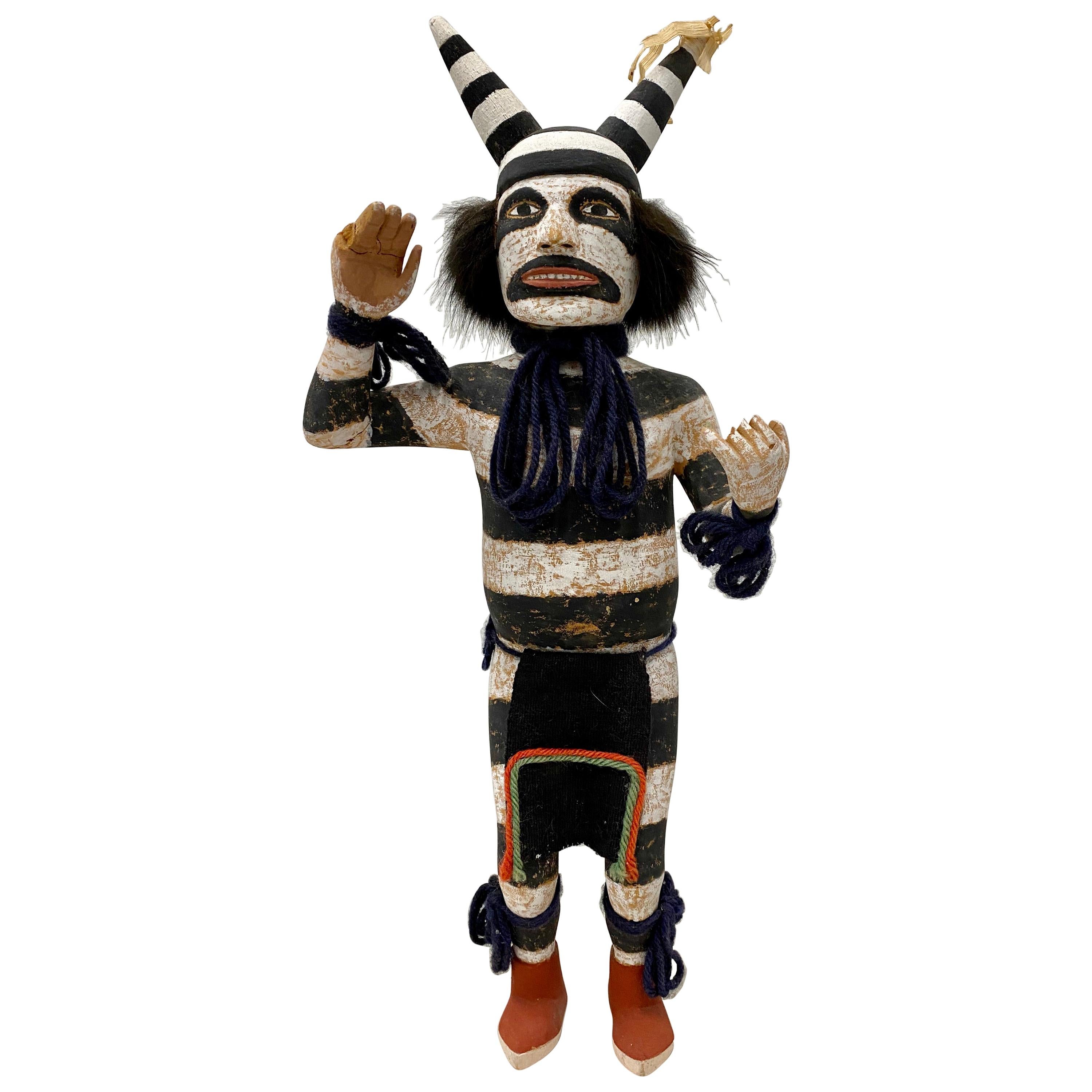 Vintage 1970s Hopi Katsina Figure "Hano Clown" Kachina Doll, circa 1974