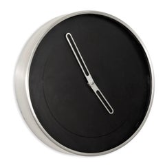 Orologio da parete vintage anni '70 Howard Miller Moderno Minimalista Nero e Argento