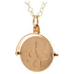 Vintage 1970s 'I Love You' 9ct Gold Spinner Charm Necklace
