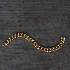 Vintage 1970s Italian 14 Karat Yellow Gold Big Chain Hollow Link Bracelet