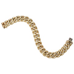 Vintage 1970s Italian 14 Karat Yellow Gold Big Chain Hollow Link Bracelet