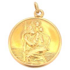 Vintage 1970s Italian 18K Saint Christopher Medical Medallion, Pendant