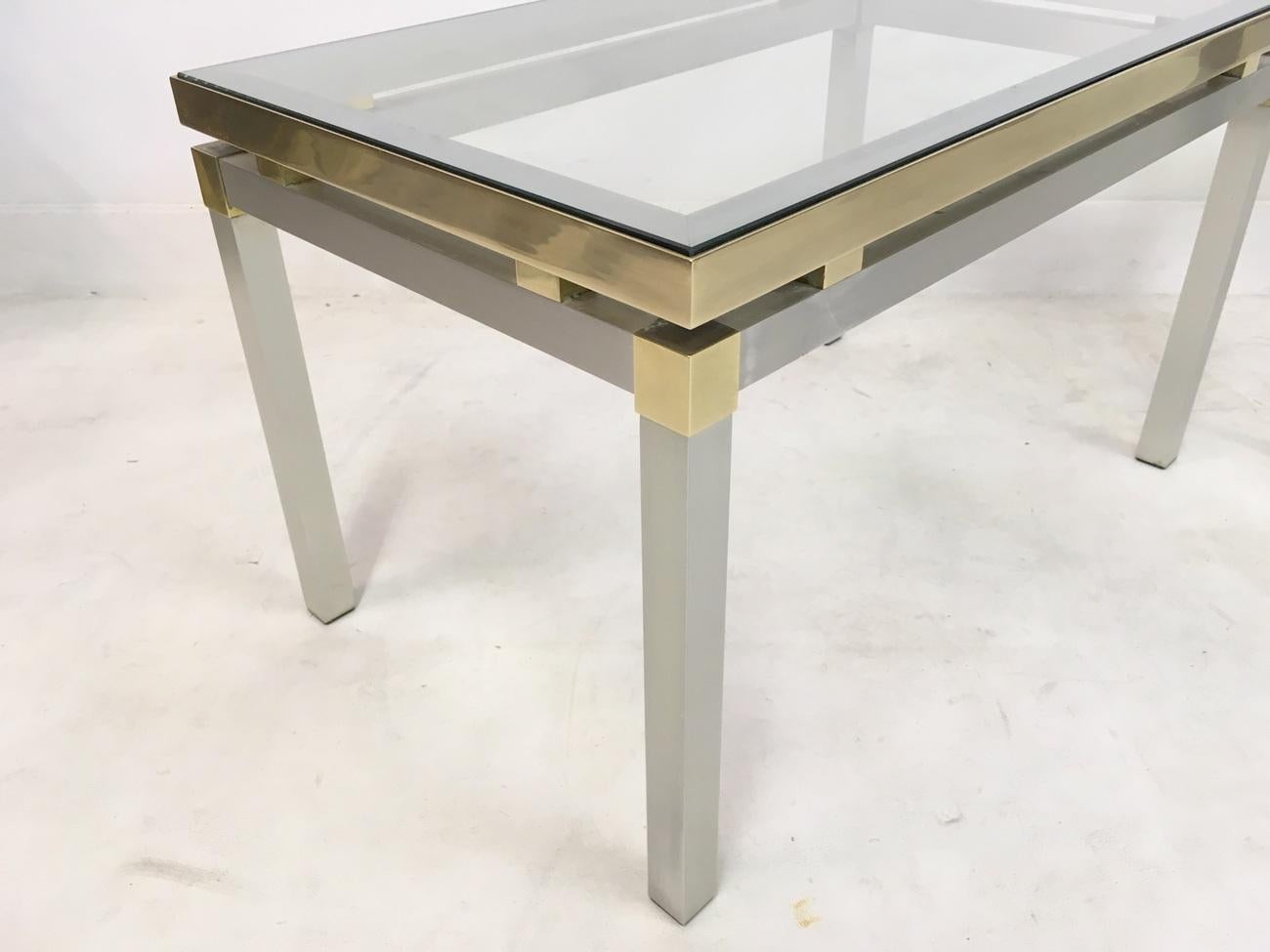 20th Century Vintage 1970s Italian Aluminium and Brass Side Tables For Sale