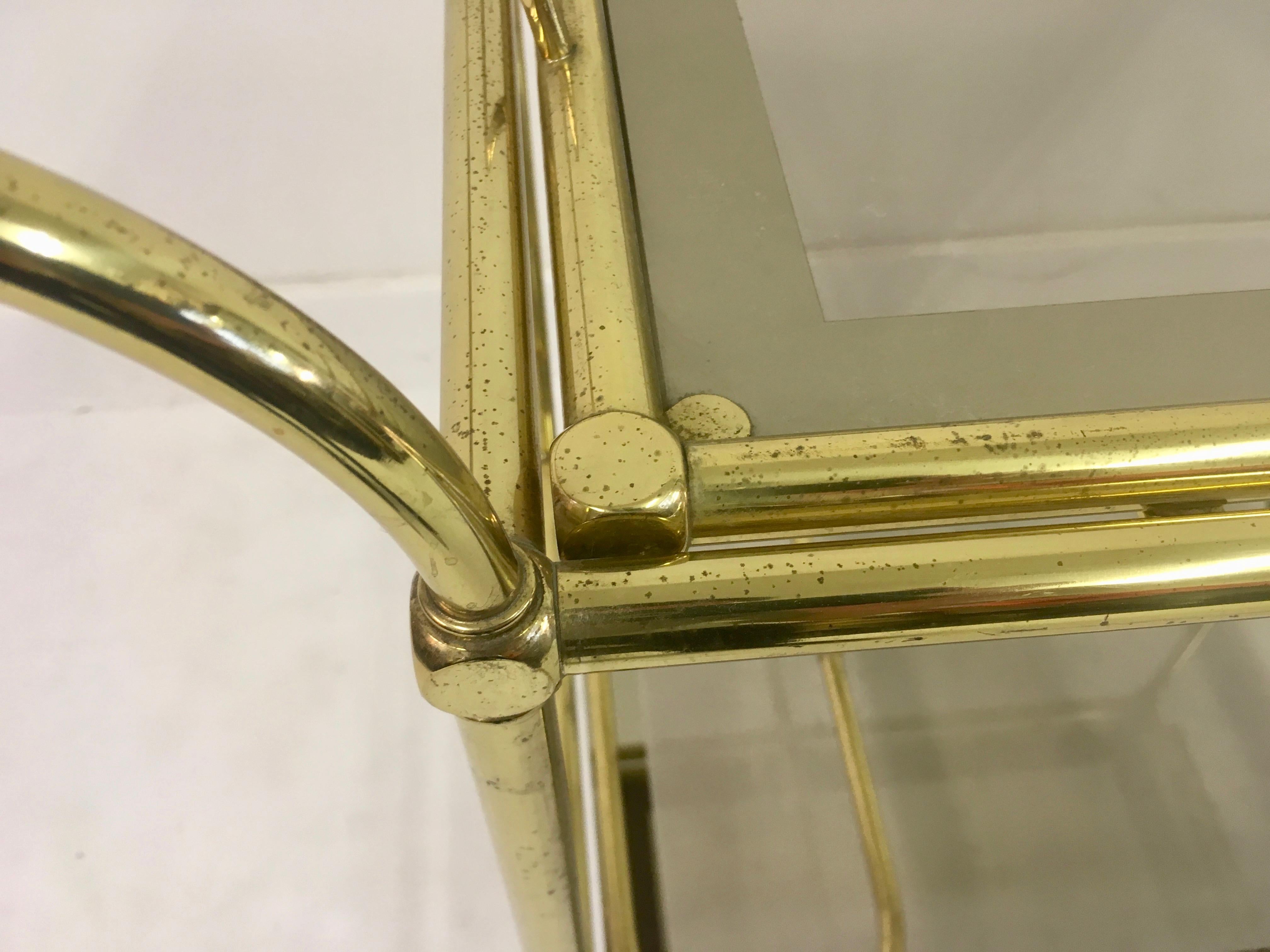 Vintage 1970s Italian Brass Drinks Trolley or Bar Cart In Good Condition In London, London