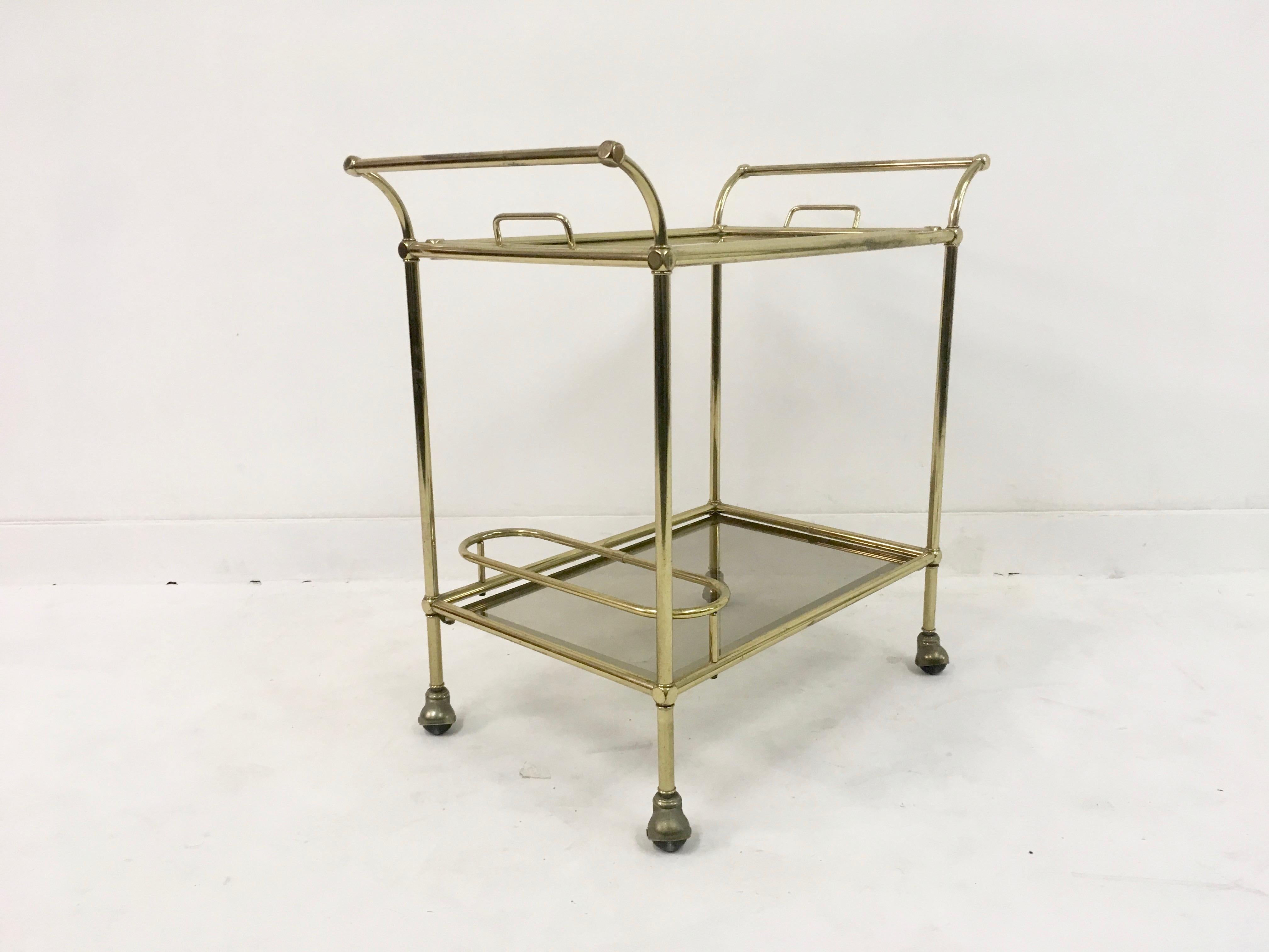 Vintage 1970s Italian Brass Drinks Trolley or Bar Cart 3