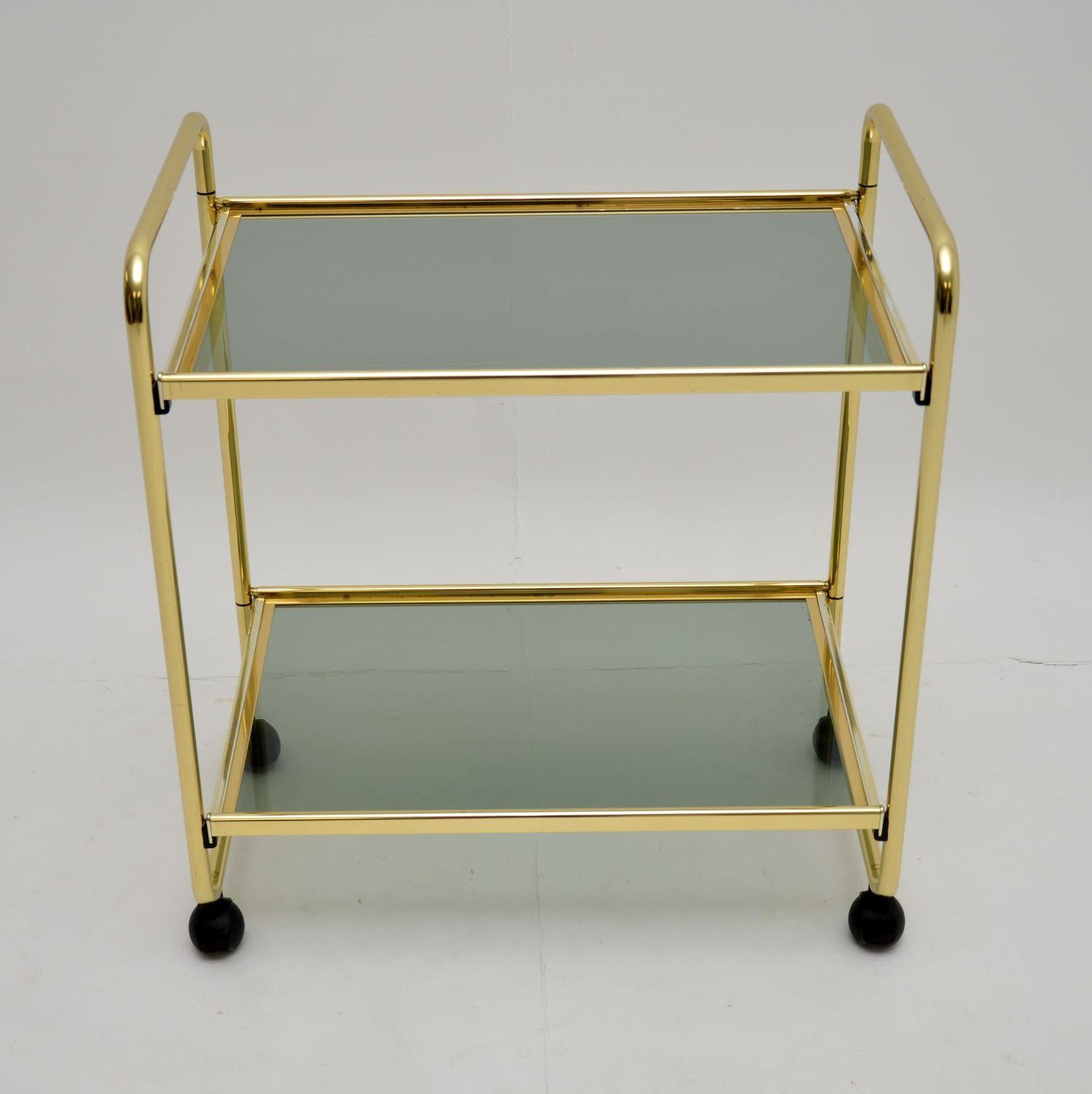 Vintage 1970s Italian Brass Folding Drinks Trolley MB Italia 1