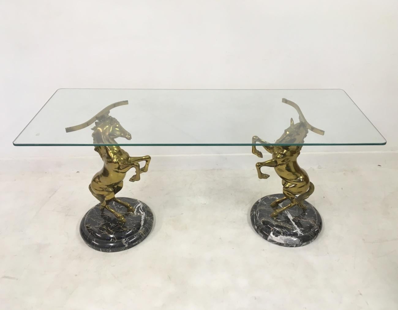 Brass horse console table
Marble base
Large size
Italian, 1970s
Excellent quality.