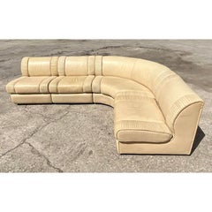 Vintage 1970s Italian Casa Bella Leather Sectional Sofa