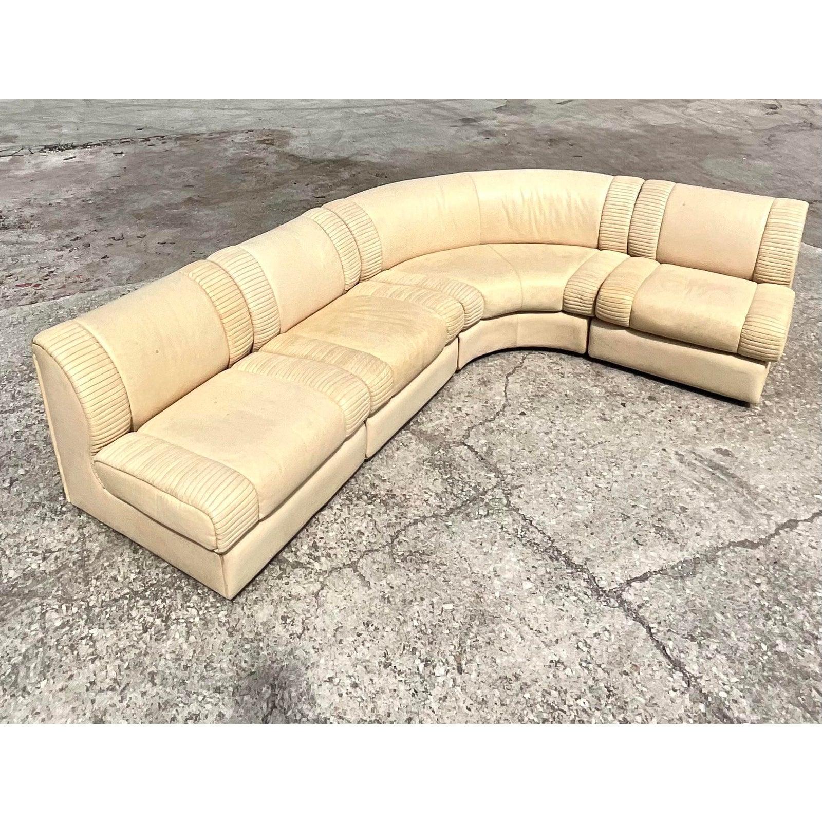 Vintage 1970s Italian Casa Bella Leather Sectional Sofa 1