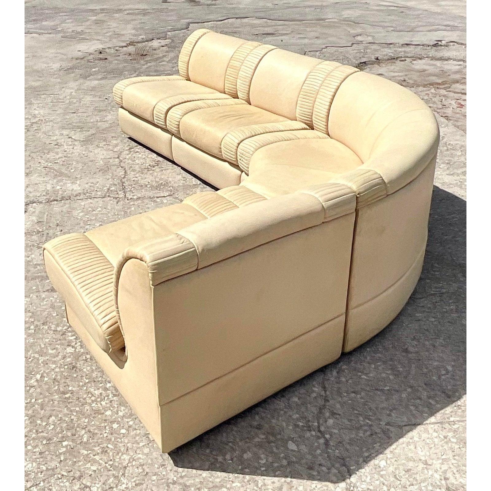 Vintage 1970s Italian Casa Bella Leather Sectional Sofa 2