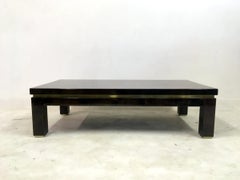 Vintage 1970s Italian Goatskin and Brass Coffee Table