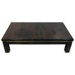 Vintage 1970s Italian Goatskin and Brass Coffee Table Vintage 1970s Italian Goatskin and Brass Coffee Table