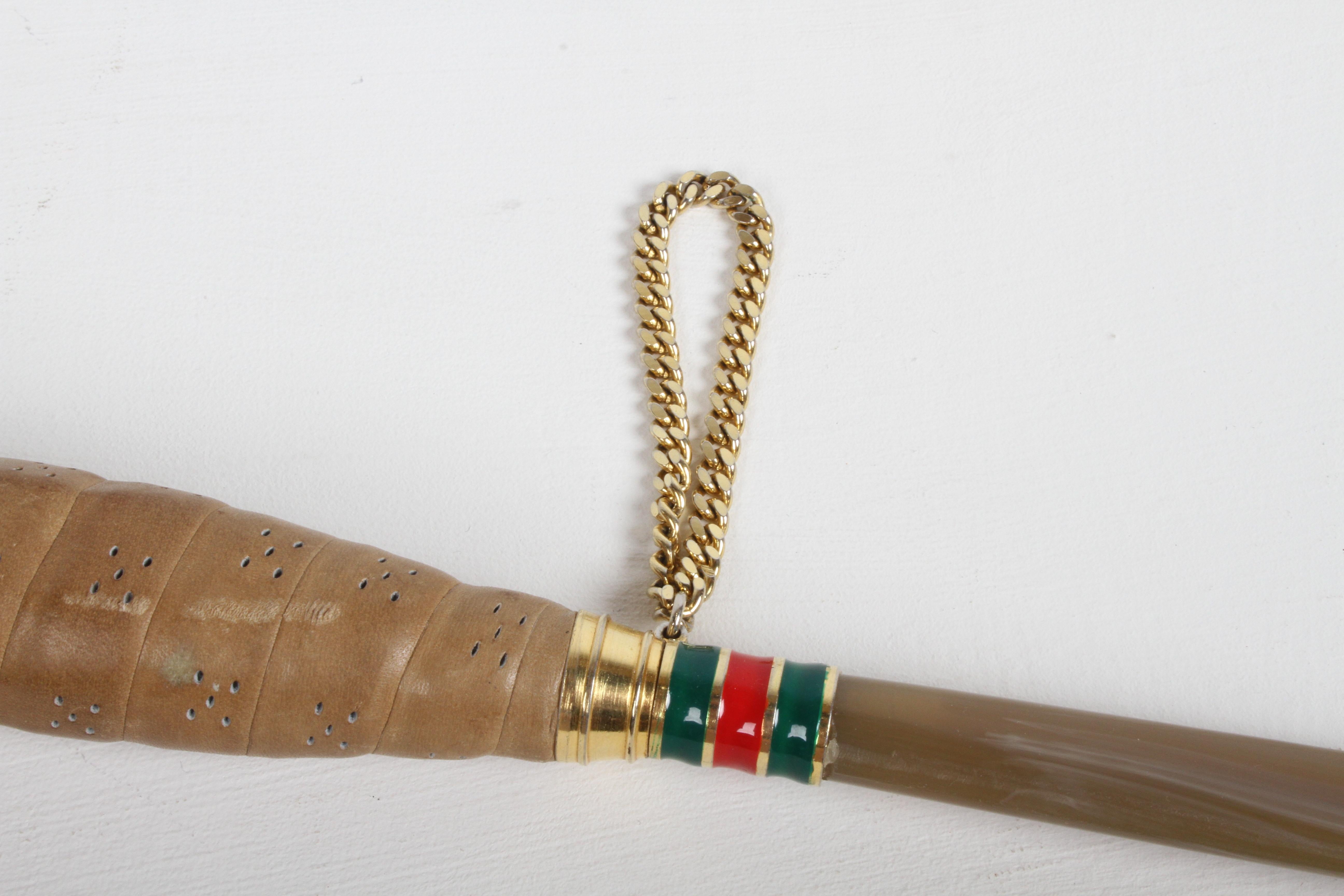 Vintage 1970s Italian Gucci Leather Tennis Racket Handle Long Form Shoehorn In Good Condition In St. Louis, MO