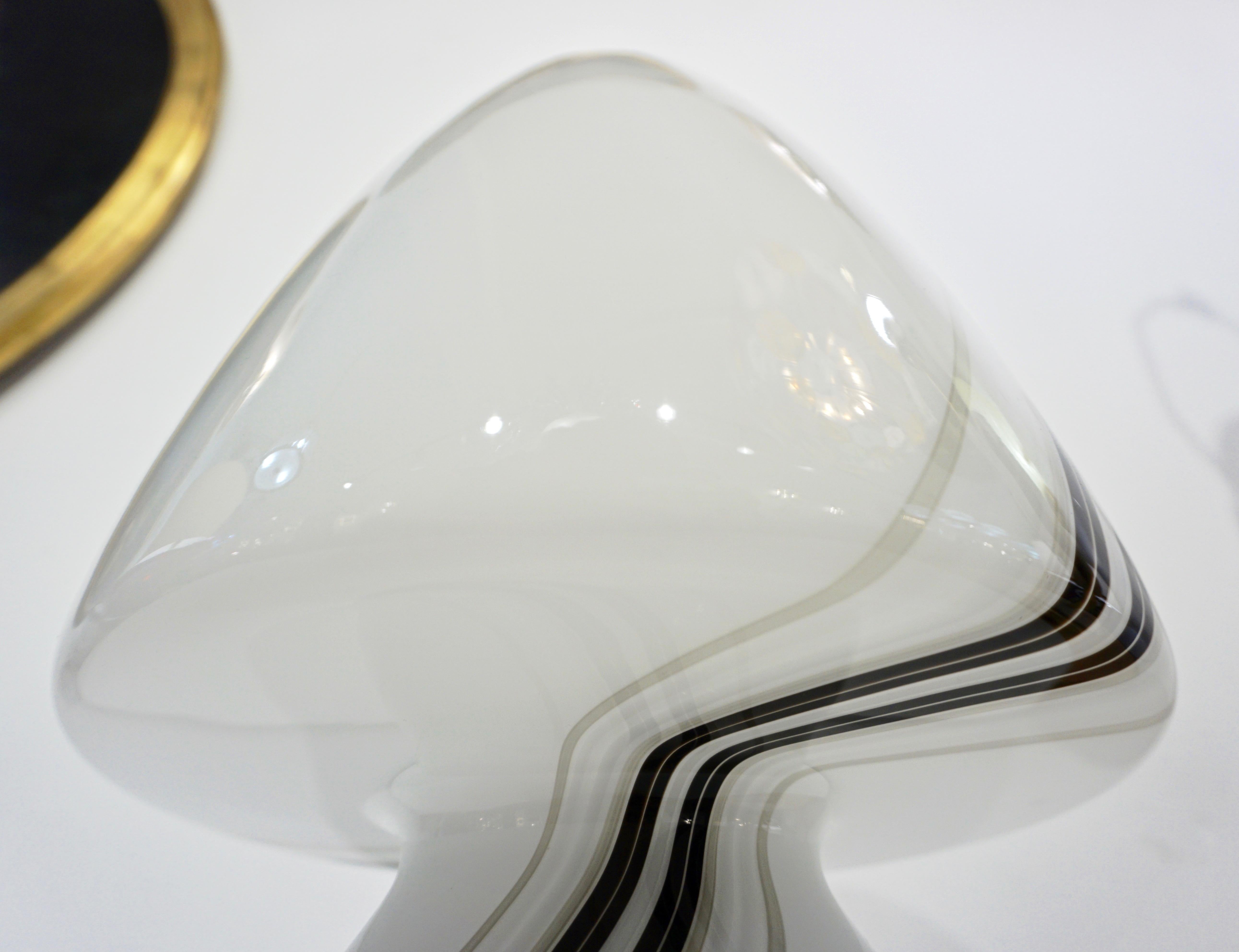 Vintage 1970s Italian Large White Lamp with Black Murrine Attributed to Vistosi For Sale 7