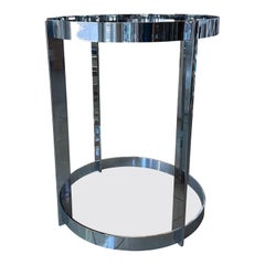 Vintage 1970s Italian Modern Chrome Dining Center Entry Table Round Base