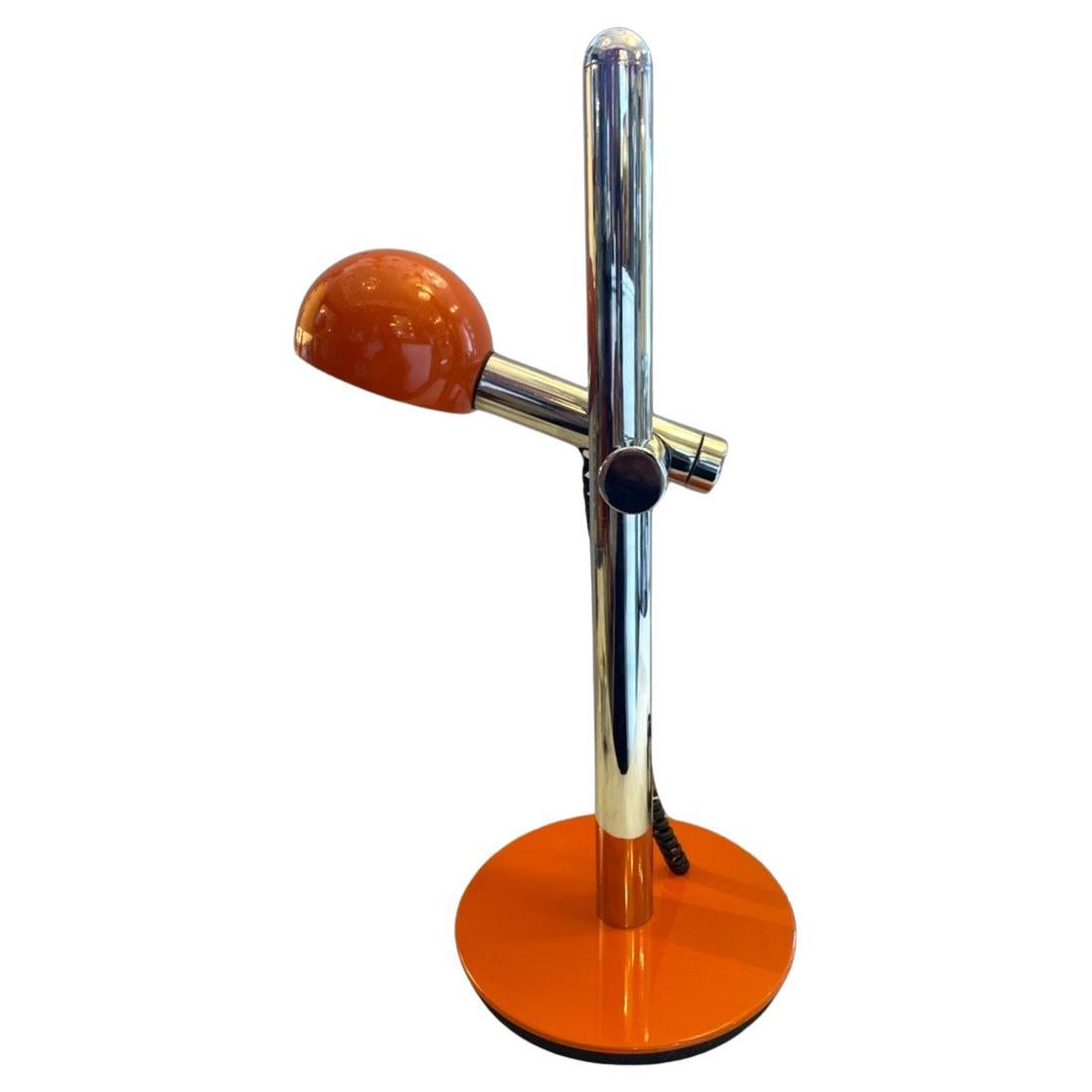Lampe de bureau italienne orange vintage des années 1970 en vente