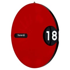 Vintage 1970s Italian Space Age Calendar - Retro Futuristic Red Timepiece