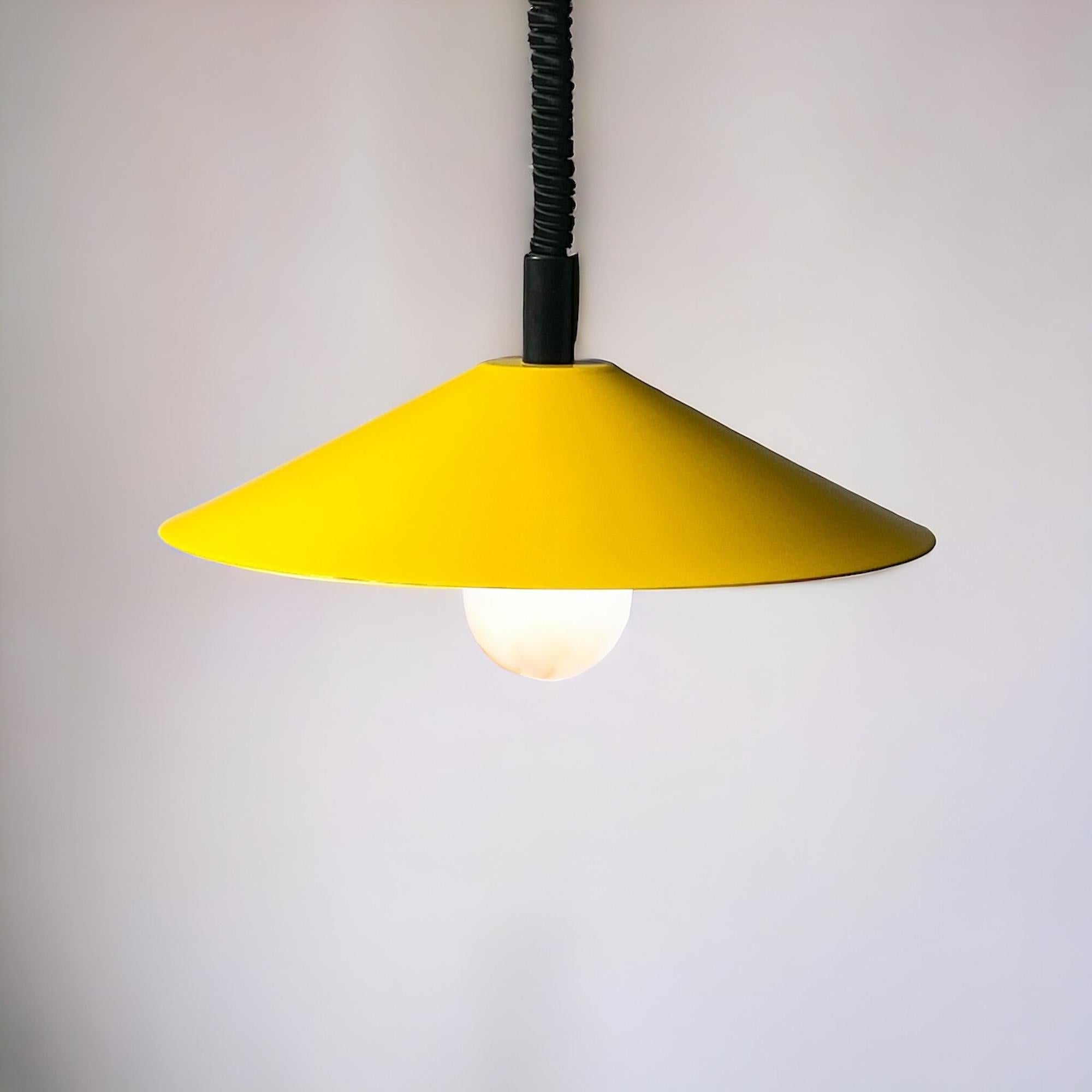 Vintage 1970s Italian Space Age Hanging Lamp - Vibrant Yellow Hue 2