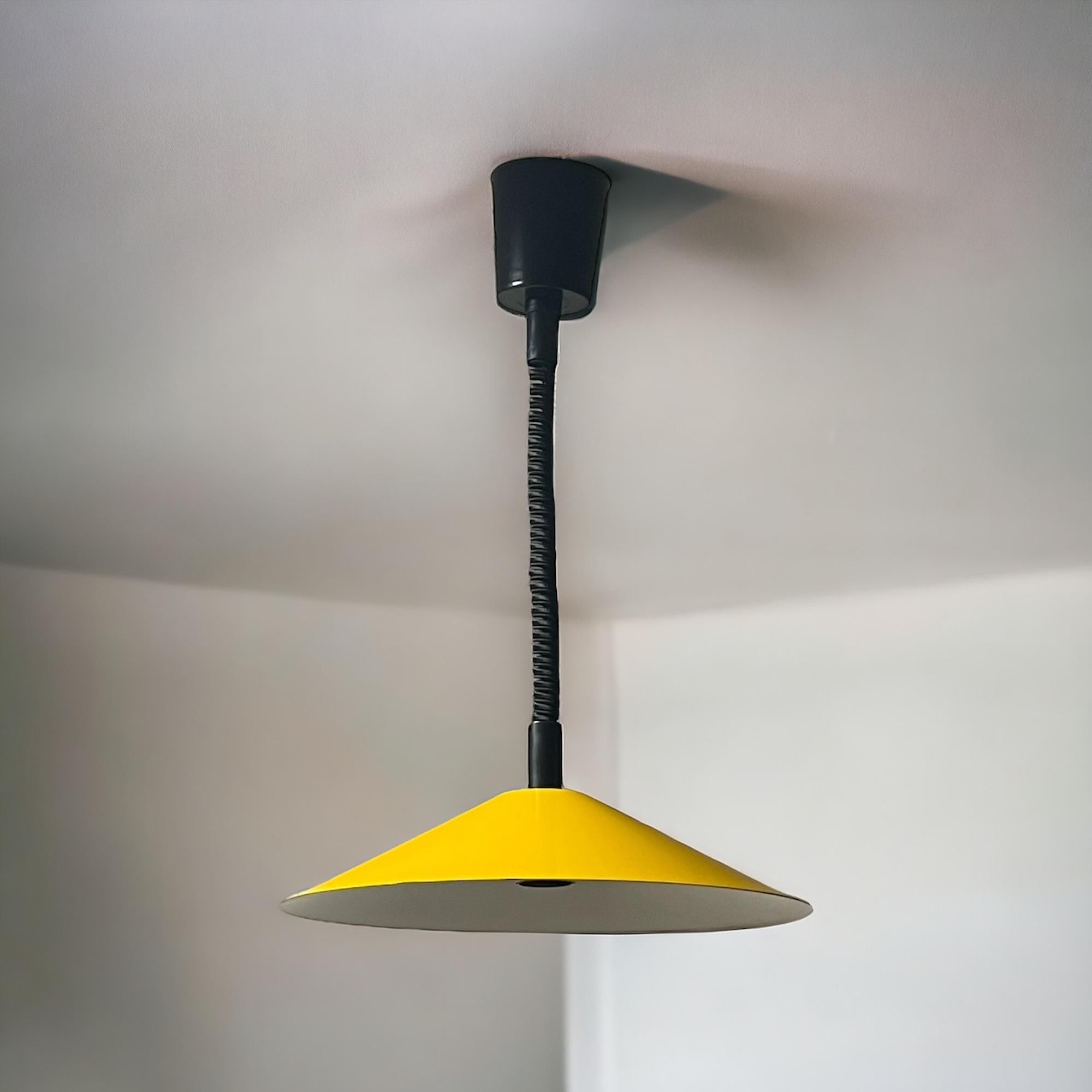 Vintage 1970s Italian Space Age Hanging Lamp - Vibrant Yellow Hue 3