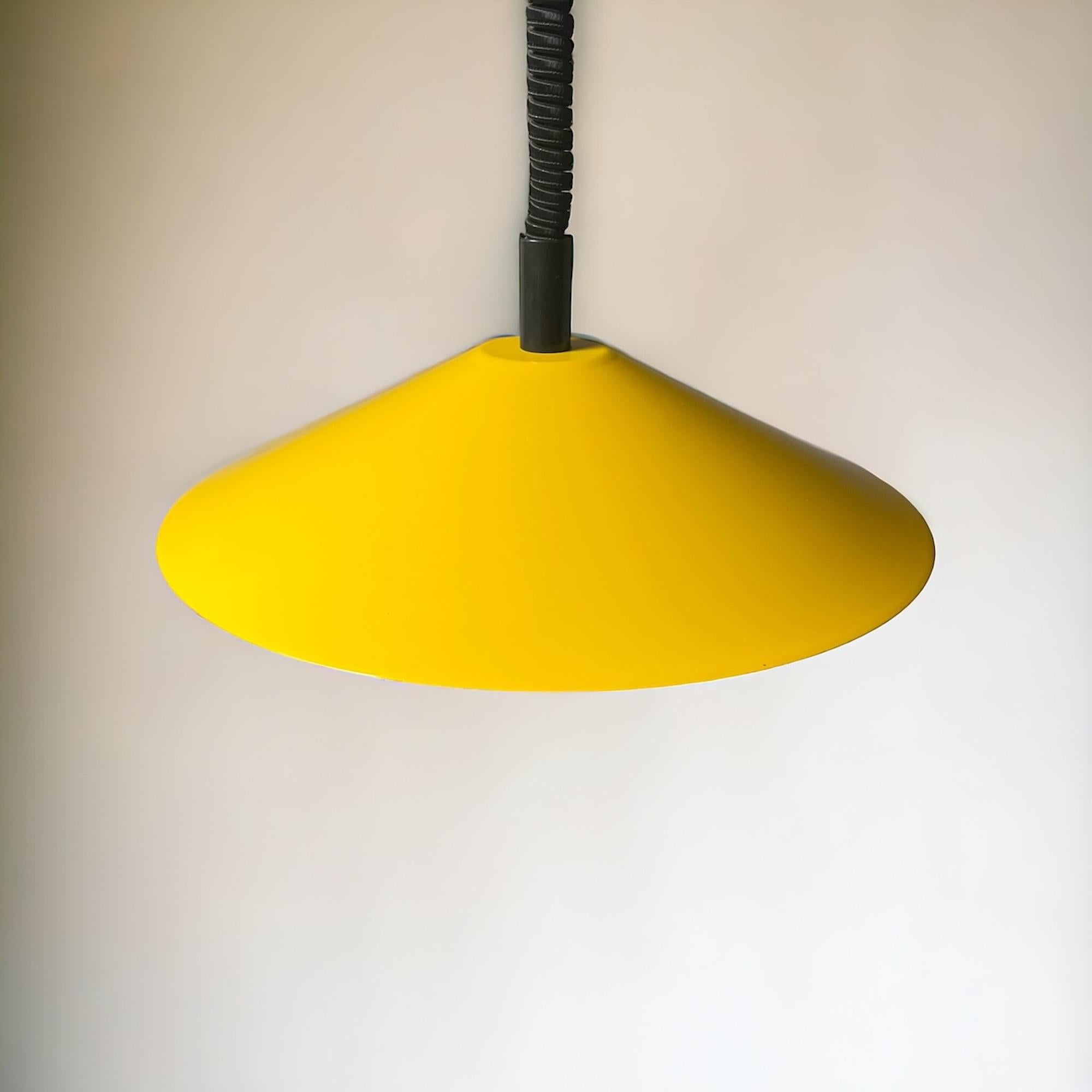 Vintage 1970s Italian Space Age Hanging Lamp - Vibrant Yellow Hue 4