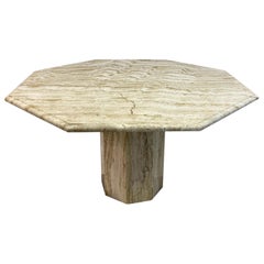 Vintage 1970s Italian Travertine Dining Table
