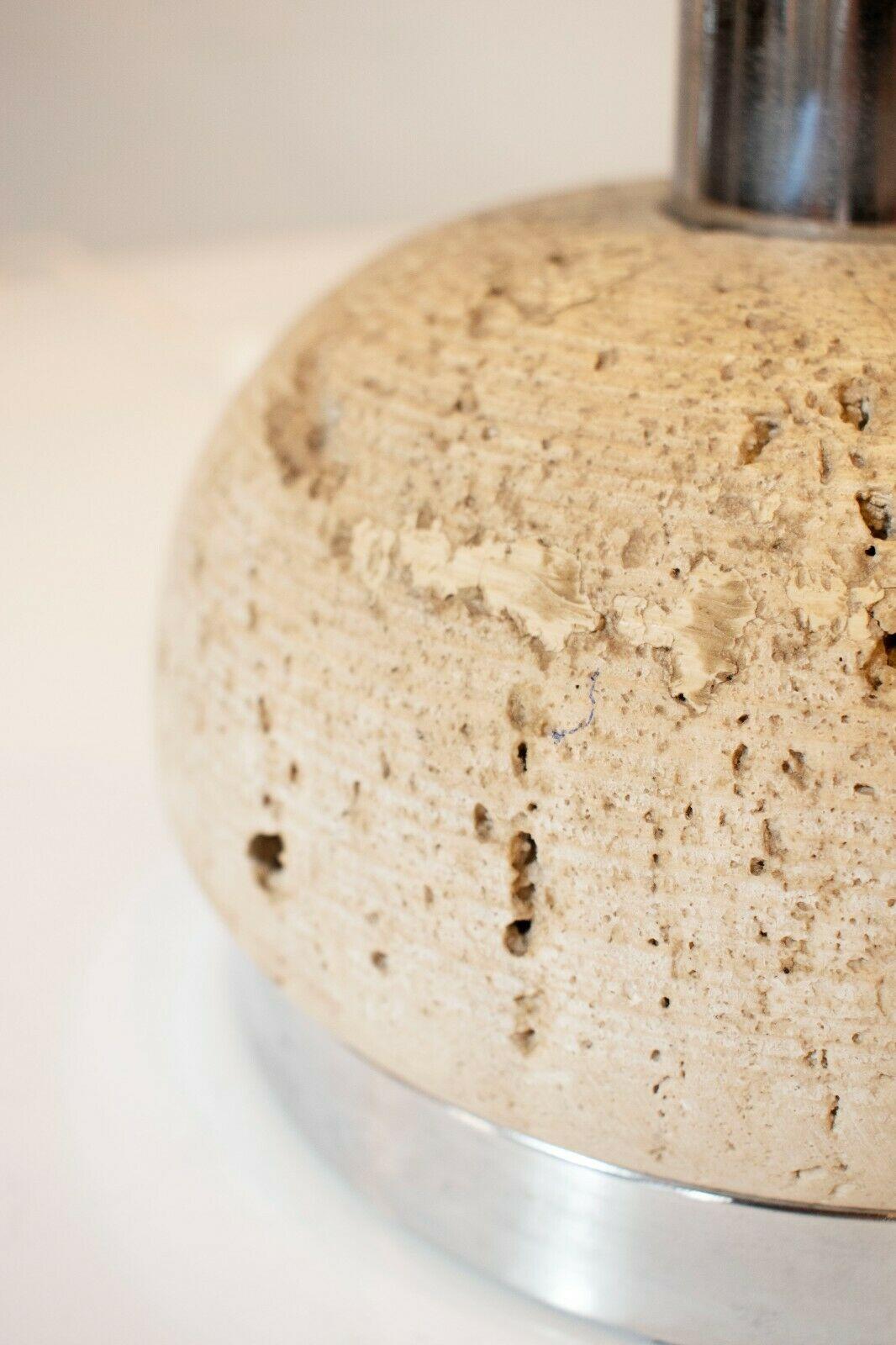 Brutalist Italian Travertine Tiered Lamp Base, 1970's For Sale