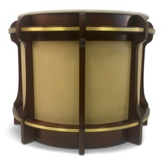 Vintage 1970s Italian Walnut and Brass Bar and Stools by Luciano Frigerio