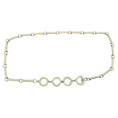 Vintage 1970's Ivory/Cream Enamel Silvertone Link Belt.