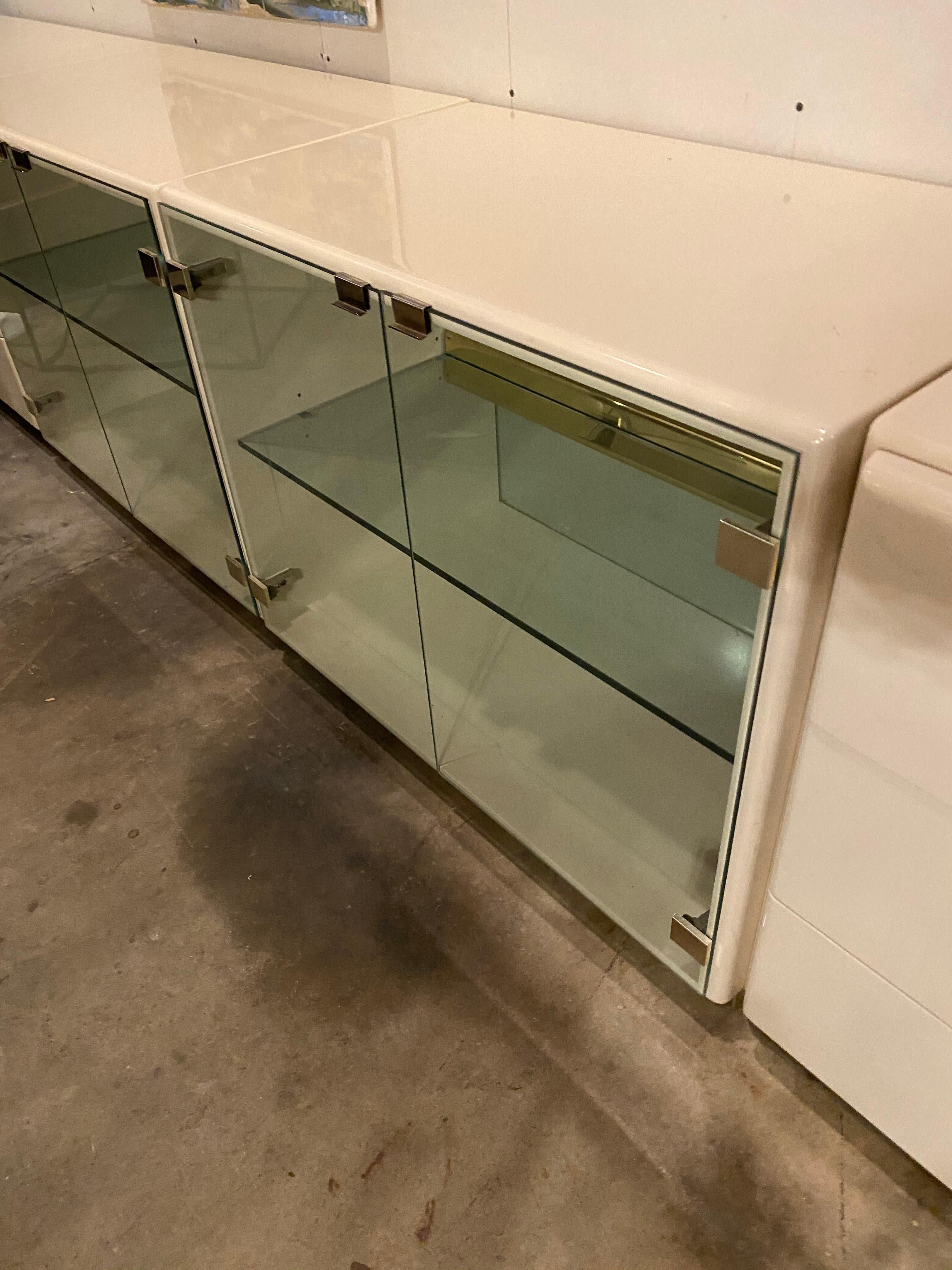 American Vintage 1970s Ivory Lacquered Credenza by Milo Baughman for Thayer Coggin