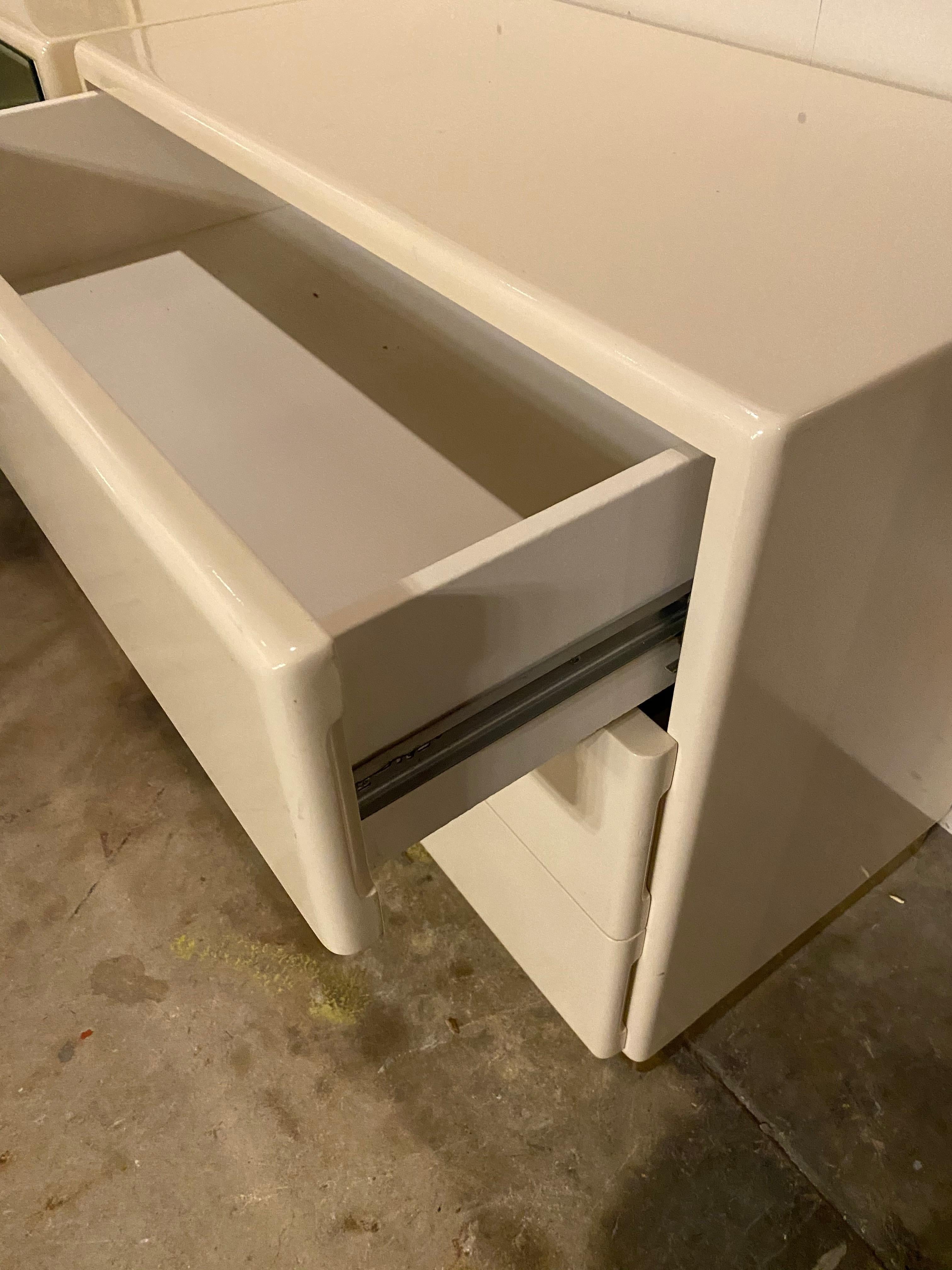 Plated Vintage 1970s Ivory Lacquered Credenza by Milo Baughman for Thayer Coggin