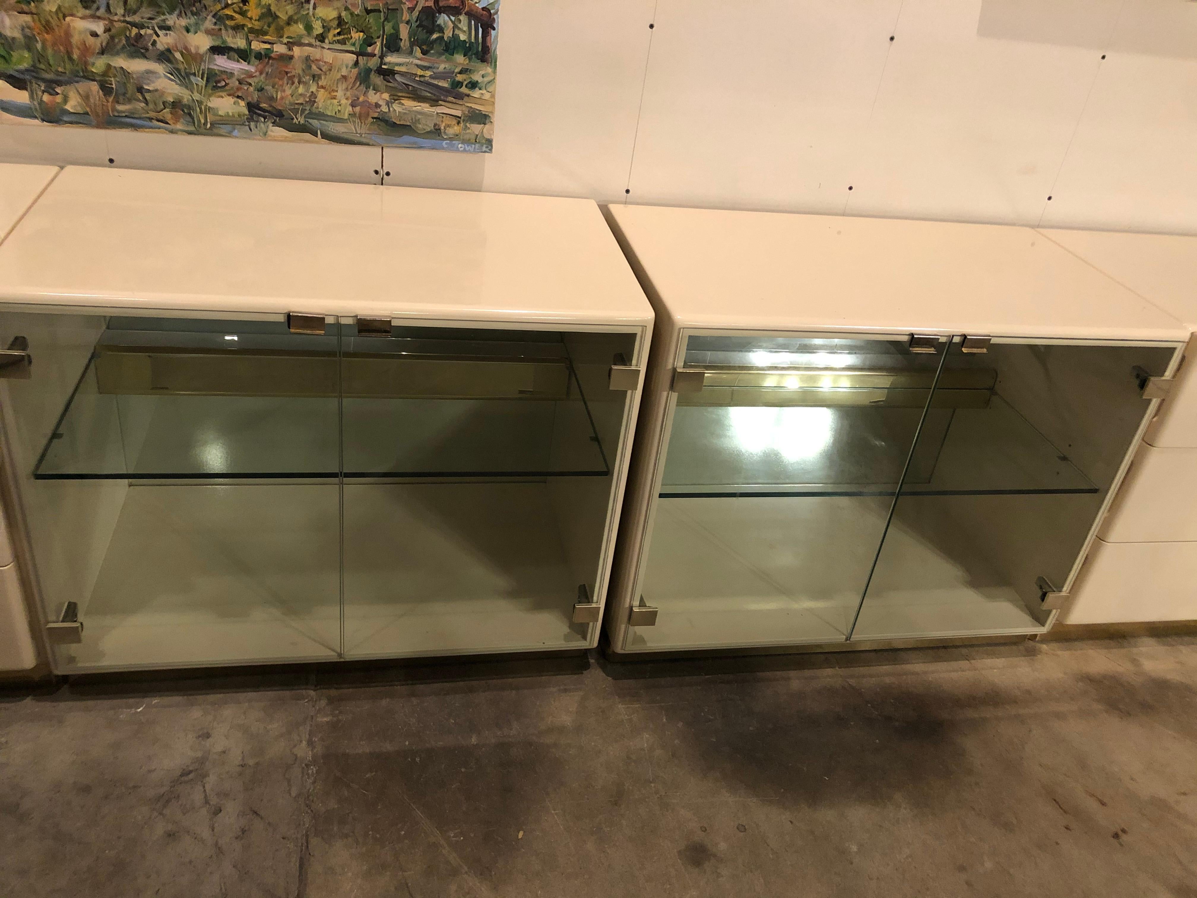 20th Century Vintage 1970s Ivory Lacquered Credenza by Milo Baughman for Thayer Coggin