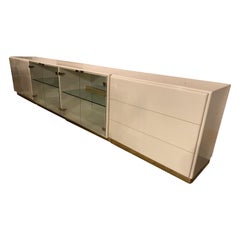 Vintage 1970s Ivory Lacquered Credenza by Milo Baughman for Thayer Coggin 