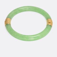 Vintage 1970s Jade and Gold Bangle