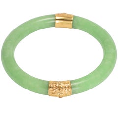 Vintage 1970s Jade and Gold Bangle