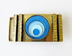 Vintage 1970s James Frappe Enamel over Bronze Modernist Belt Buckle