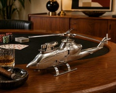 Vintage 1970s Japanese Chrome Huey Cobra Helicopter Table Lighter
